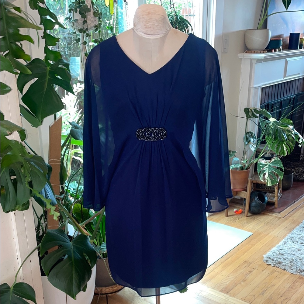 Connected Apparel Navy Long Sleeve Dress